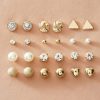 20 Pairs Trendy Gold Plated Stud and Hoop Earrings - Image 2