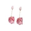 Baby Pink Flower Drop Earrings - Image 2