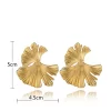 Big Leafy Golden Stud Earrings - Image 2