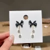 Black Bowknot Korean Earrings - Image 3