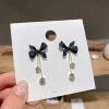 Black Bowknot Korean Earrings - Image 5