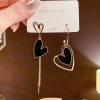 Black Heart Girl Mismatched Korean Earrings - Image 2