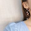 Crystal Pink Sakura Flower with Zircon Clip Earrings - Image 2