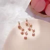Crystal Pink Sakura Flower with Zircon Clip Earrings - Image 3
