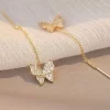 Cubic Zirconia Butterfly Decor Threader Earrings - Image 4