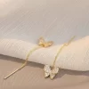Cubic Zirconia Butterfly Decor Threader Earrings - Image 3