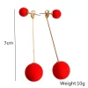 Cute Double Fur Ball Long Dangle Earrings - Image 5