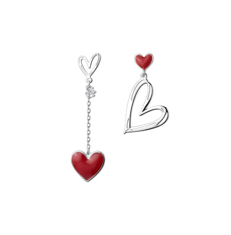 Exquisite Mismatched Heart Beat Earrings - Image 2