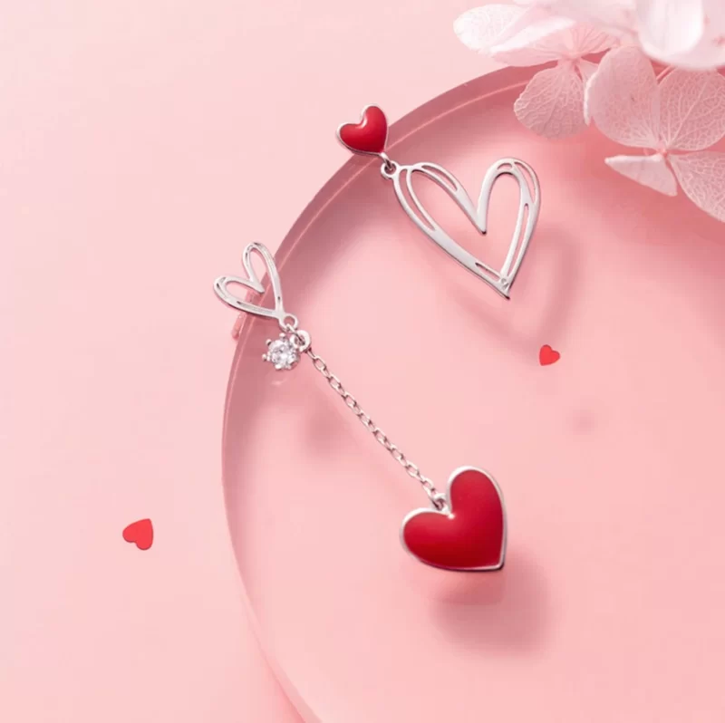 Exquisite Mismatched Heart Beat Earrings
