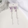 Faux Pearl Drop Rhinestone Butterfly Earrings - Image 4