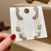 Faux Pearls Long Tassels Earrings - Image 3