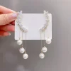 Faux Pearls Long Tassels Earrings - Image 5