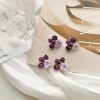 Flowers With Crystals Purple Earrings - Image 2