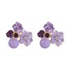 Flowers With Crystals Purple Earrings - Image 3
