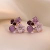 Flowers With Crystals Purple Earrings - Image 5