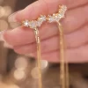 Four Star Long Drop Tassel Earrings - Image 3