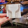 Geometric Leaf Zircon Crystal Earrings - Image 2