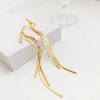 Gold Bar Long Tassel Earrings - Image 2