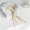 Gold Bar Long Tassel Earrings - Image 3
