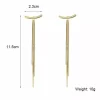 Gold Bar Long Tassel Earrings - Image 4