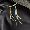 Gold Bar Long Tassel Earrings - Image 6