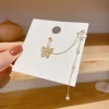 Gold Butterfly Ear Cuff Chain Threader Earrings - Image 5