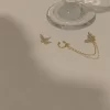 Gold Butterfly Pearl Cuff Earrings - Image 4