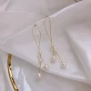 Half Knot Pearl Studded Long Drop Earrings - Image 3