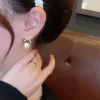 Inlaid Rhinestone Pearl Stud Earrings - Image 4