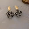 Irregular Metal Black White Stripes Acrylic Earrings - Image 3