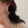 Irregular Metal Black White Stripes Acrylic Earrings - Image 4