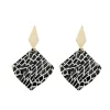 Irregular Metal Black White Stripes Acrylic Earrings - Image 5