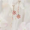 Japanese Style Cherry Blossom Tassel Drop Earrings - Image 3