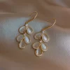 Korean Opal Leaves Gold Plated Earrings - Image 2