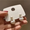 Korean Style Heart Pearl Earrings - Image 3