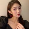 Light Luxury Wine Red Velvet Earrings - Image 3