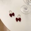 Light Luxury Wine Red Velvet Earrings - Image 4
