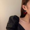 Light Luxury Wine Red Velvet Earrings - Image 5