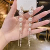 Long Pearl Tassel Korean Earrings - Image 4