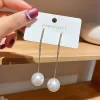 Long Tassel Simulated Pearl Drop Earrings - Image 4