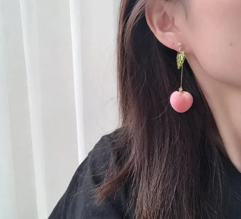 Lovely Foam Summer Fruit Pink Earrings - Image 4