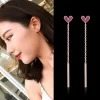 Lovely Heart Tassel Dangle Earrings - Image 3