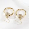 Luminous Bedded Gold Hoop Earrings - Image 2