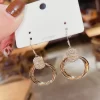 Luminous Bedded Gold Hoop Earrings - Image 3