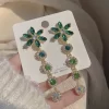 Luxury Designer Green Crystal Long Tassel Earrings - Image 3