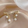 New Arrival Korean Pearl Bowknot Dangle Earrings - Image 2