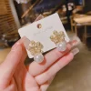 New Retro Flower Diamond Pearl Earrings - Image 3