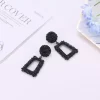 BlackRectangle Square Metal Earrings - Image 2