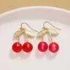 Red Cherry Drop Light Weight Earrings - Image 2