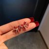Red Crystal Ribbon Earrings  - Image 3